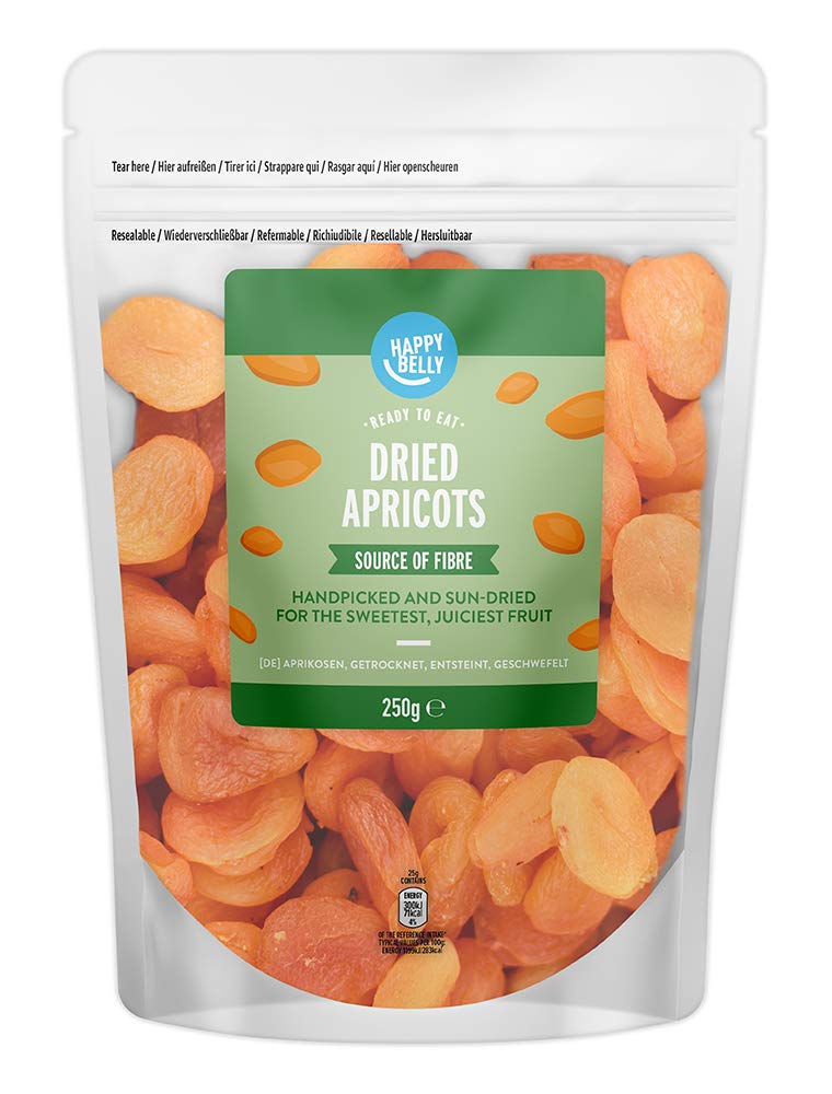 Amazon Brand - Happy Belly Dried Apricots, 250g