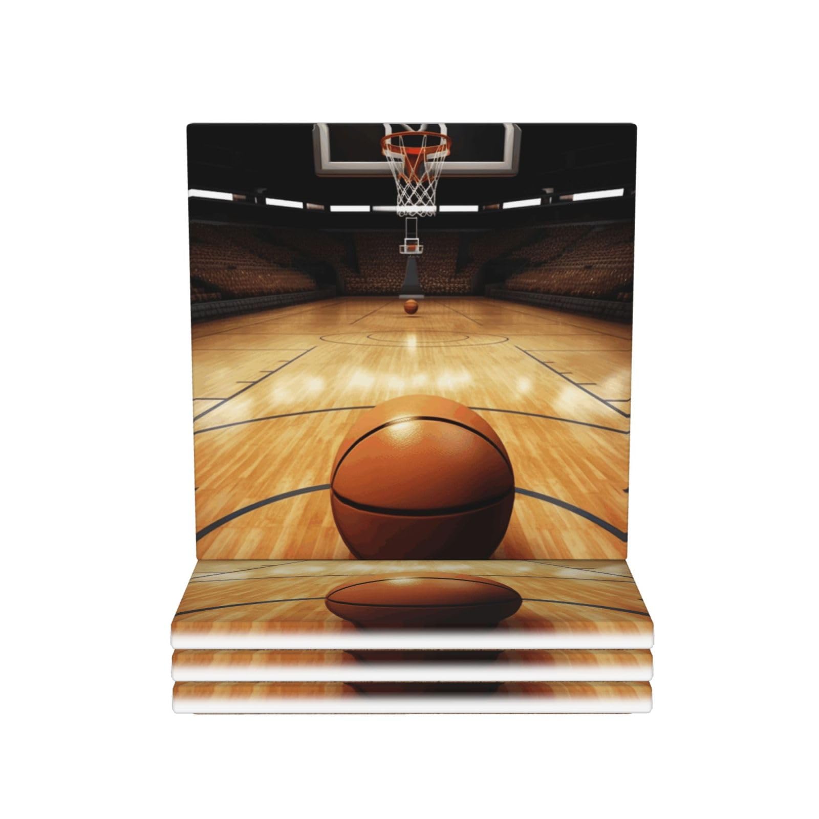 Drink Coasters Set of 4 Coffee Ceramic Coaster Basketball Arena Coasters for Drinks Coffee Cup Mat Heat Resistant Tabletop Protection Coaster Desk Accessorie Home Decorative