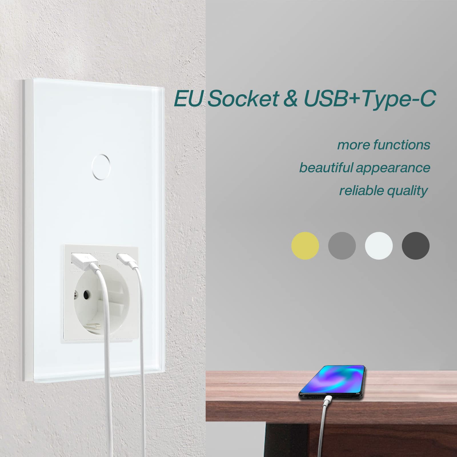 BSEED, presa Schuko WiFi 16A Smart Alexa in vetro, 2 confezioni da 1