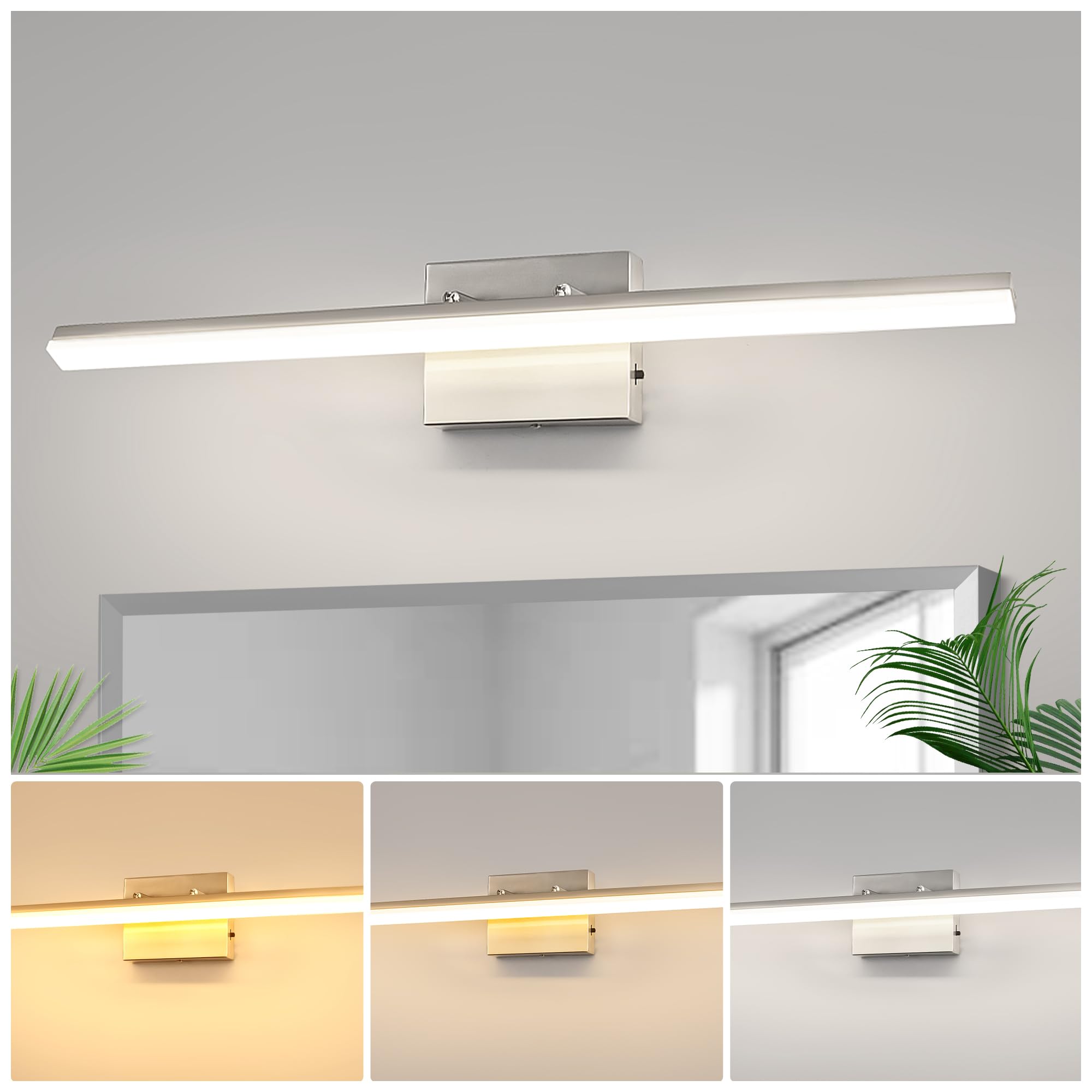 L LOHAS LED 31.5 Inch Bathroom Vanity Light Bar Over Mirror Nickel 3CCT