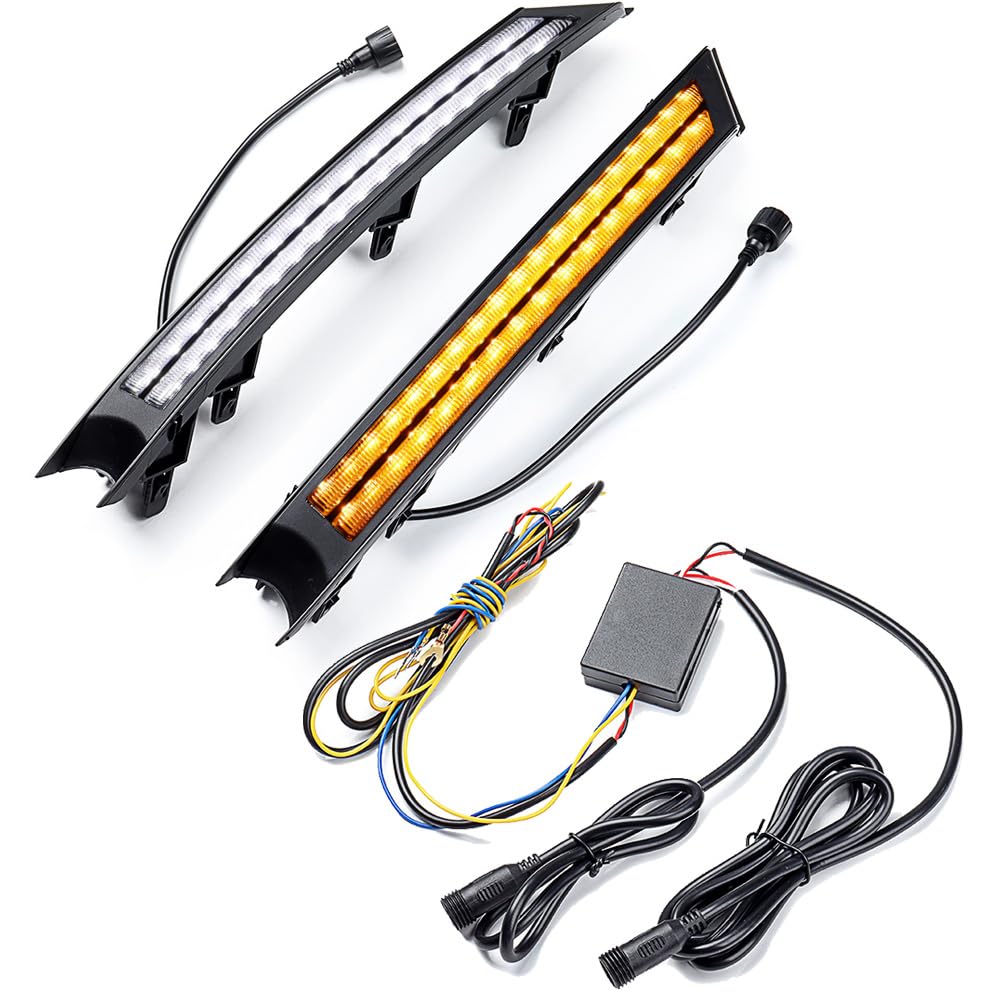 amopacorp 1 Pair Driver & Passenger White LED Daytime Running Lights with Sequential Amber Turn Signals for 2017-2021 Mazda CX-5 I Sport i s Grand Touring GS GX GT MA1038138C KB8A50C21E KB8A50C11E