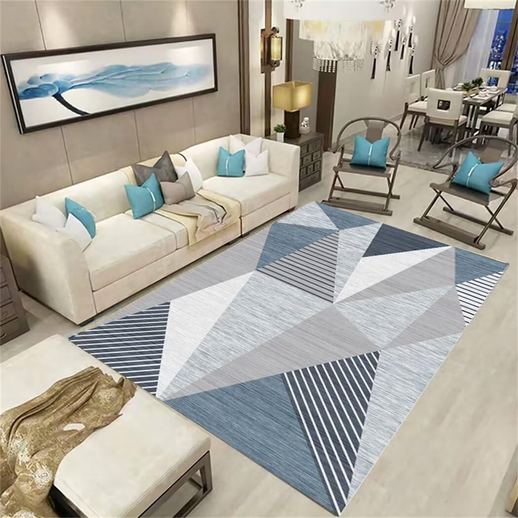 Tapis chambre ado garçon moderne antidérapant 70x140cm bleu et gris