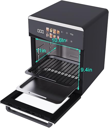 Miniatura 3 de Horno freidora de aire grande de 18 cuartos con pantalla táctil, freidora de aire 10 en 1, asar, hornear, asar, secar, congelar, a prueba de