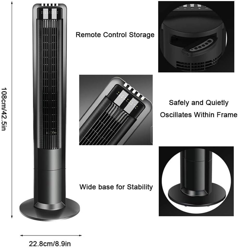 Air Cooler for Home Office Evapative Coolers Tower Fan 42 Inch Bladeless Oscillating Fan with Remote Control Quiet Cooling 7.5 Hours Timer 3 Speed 3 Wind Mode for Home or Office