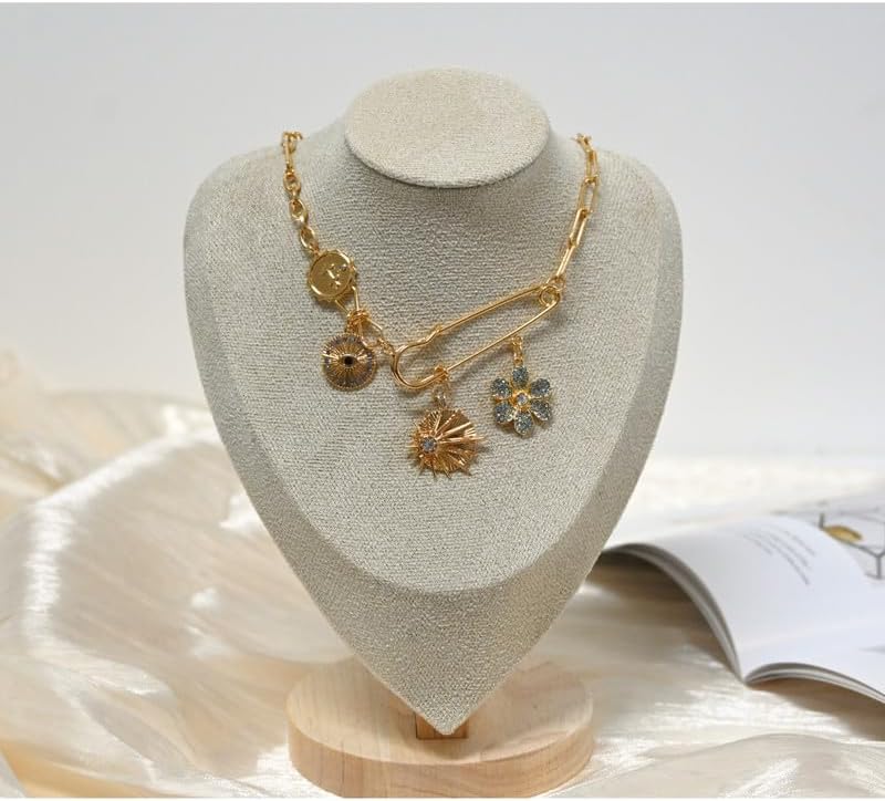 Charm Necklace for Women Chunky Plated Necklace Evil Eye Sun Pendant Statement Rhinestone Chain - Image 3