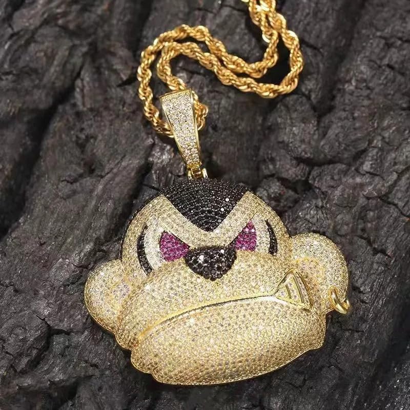 Pendentif Roi Singe en argent sterling 925 : collier d'animaux tendance pour femme et homme - 3