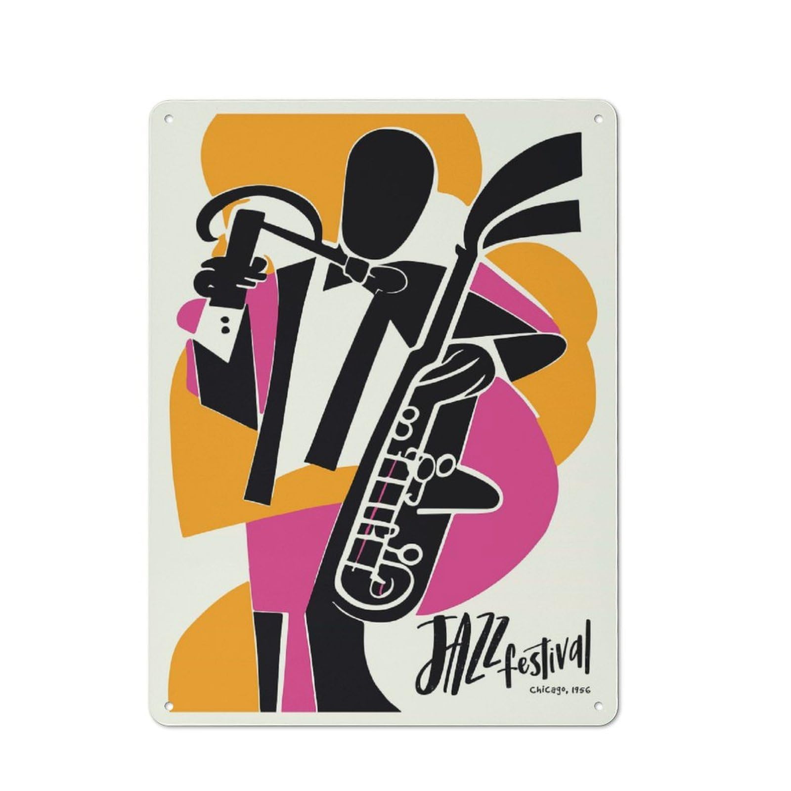 Junmoney Style-3 Tin Wall Plaque 40X30cm With Modern Jazz Festival For Café Or Restaurant, Housewarming Present For People Styling Café And Restaurant