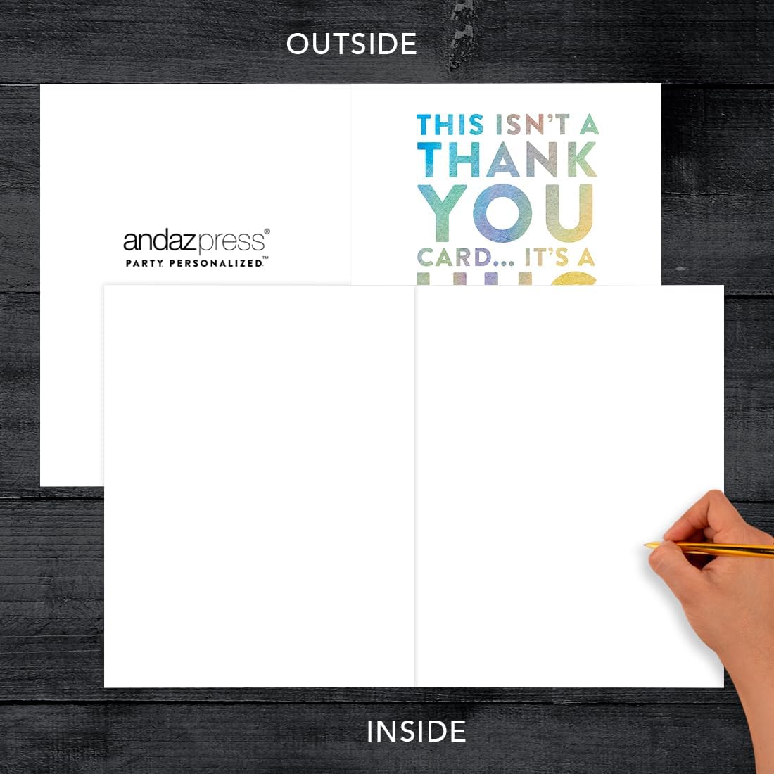 Andaz Press Funny Jumbo Thank You Card With Envelope 8.5 x 11 inch, Big Greeting Card, Hug With A Fold In It, 1-Pack, Huge Large Group Greeting Card, Includes Envelope Large Thank You Card