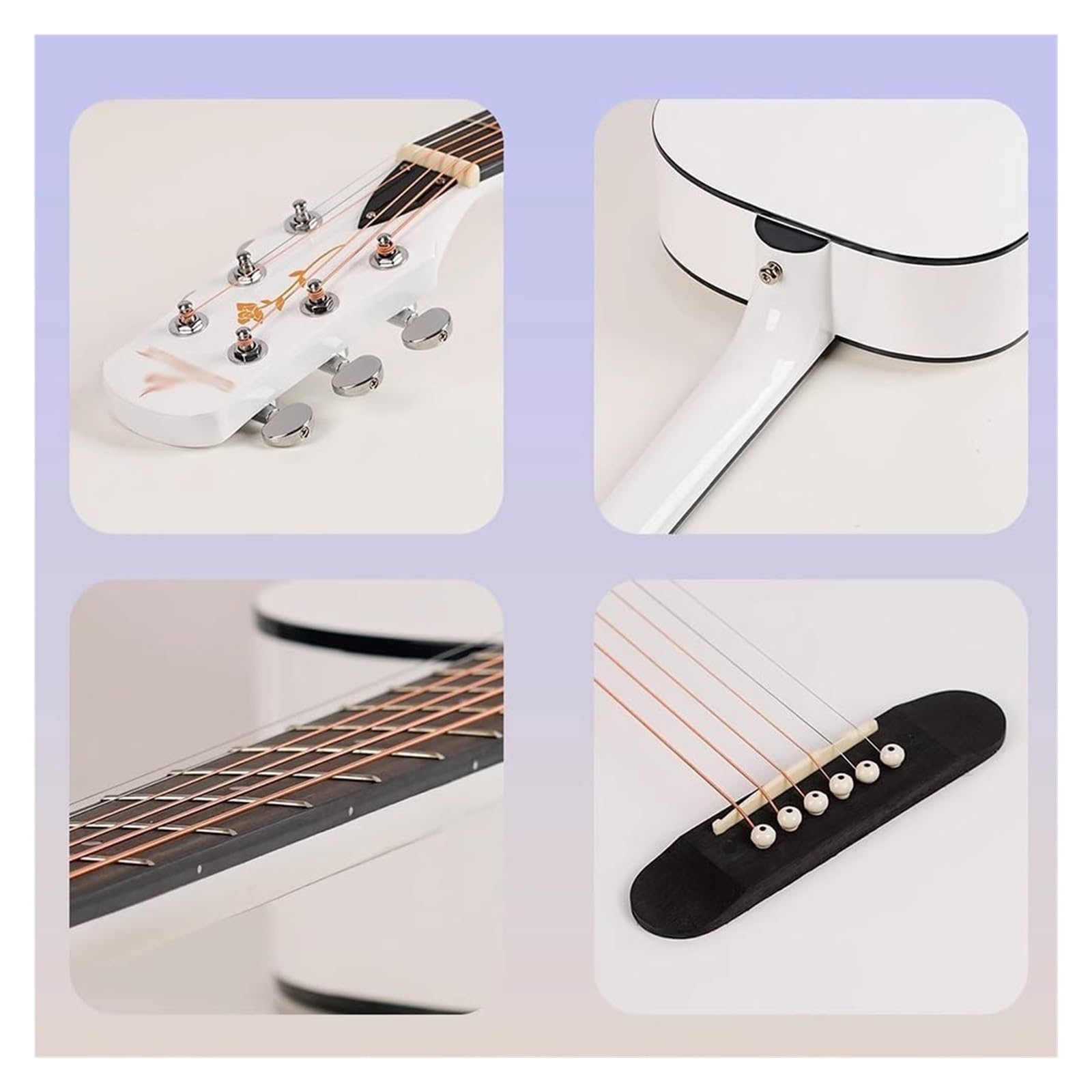 Chitarra classica lucida, kit chitarra acustica per principianti, adulti e adolescenti, con custodia, accordatore, tracolla, corde, plettri (nero)