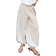NRTHYE Womens Summer Baggy Casual Pleated Harem Pants Loose Elastic Waist Wide Leg Hippie Long Pants Trousers | Loose wide leg hippie Lantern pants,Pleated harem trousers,Comfortable lightweight parachute pants