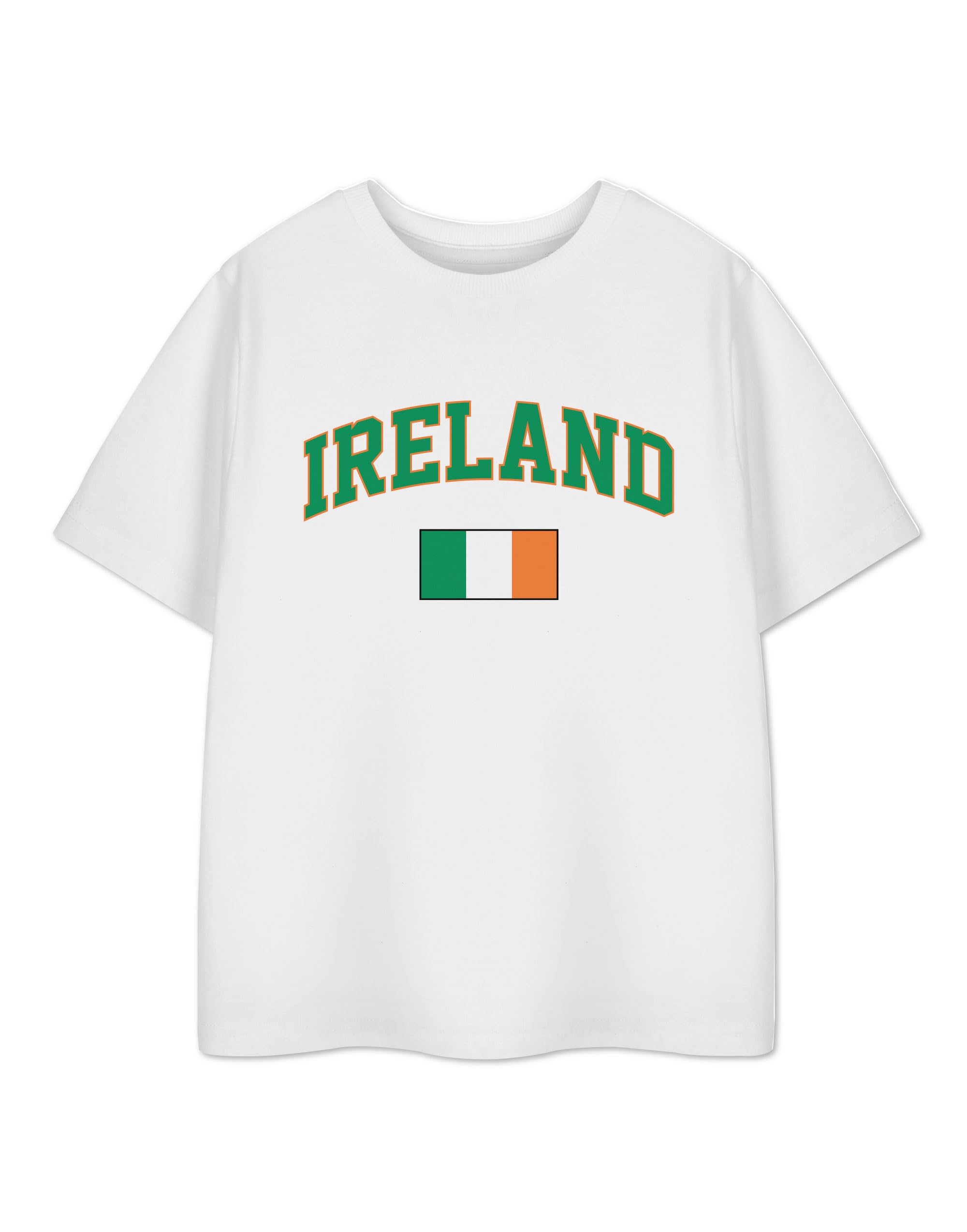 Vanilla Underground Unisex White Ireland Kids T-Shirt | Irish Flag Graphic Design Tee For Boys & Girls | Sports Fan Summer Olympics Merchandise