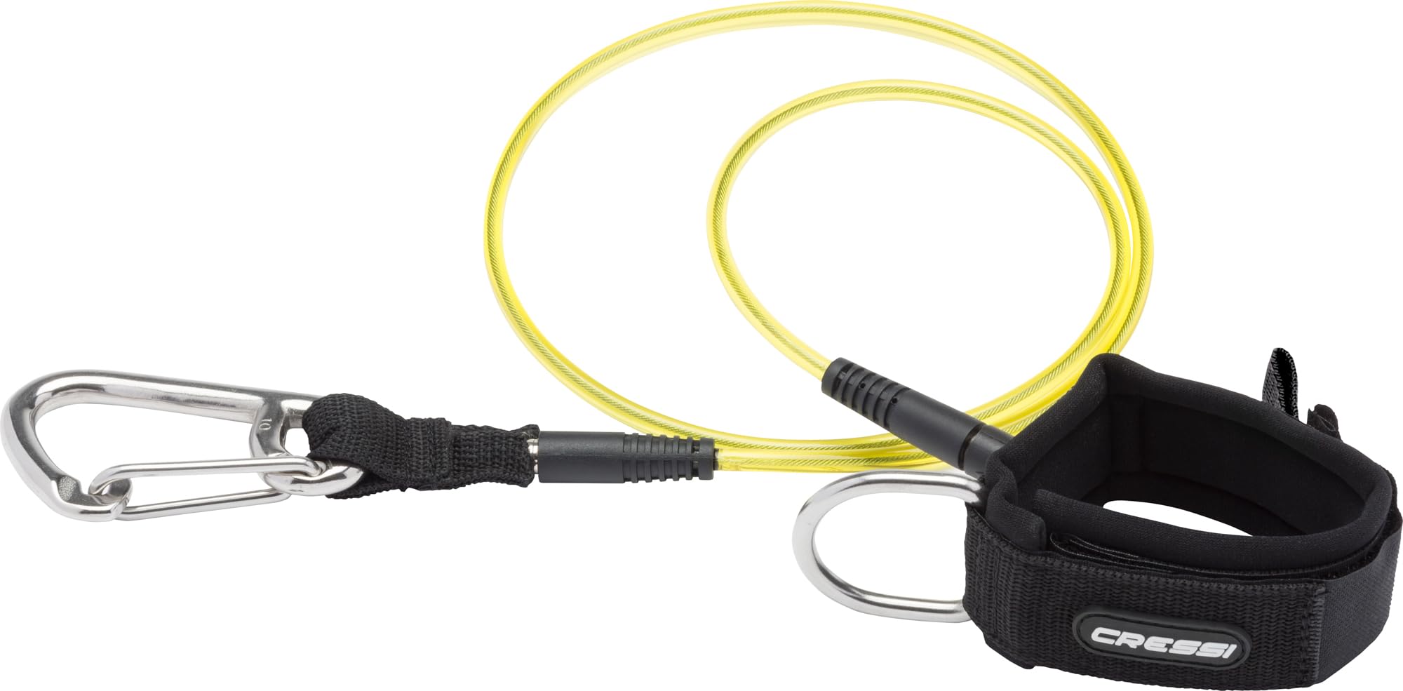 Velcro CRESSI Lanyard Apnea Cavo di Sicurezza con Moschettone in Acciaio Inox e Cinturino in Neoprene per Polso o Caviglia, Accessorio Subacquea per Line Diving e Allenamento