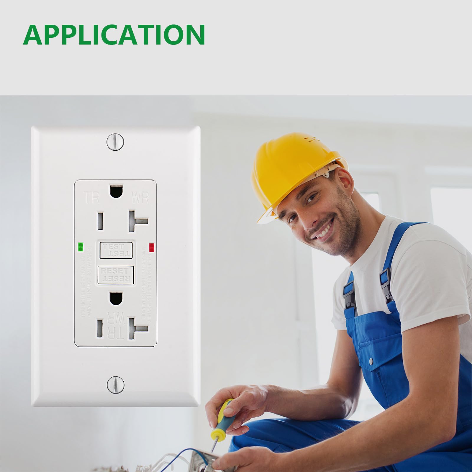 Wengart GFCI Outlet 20Amp 125Volt UL&CUL Listed Weather-Resistant, 1 Pack Self-Test Function with LED Indicator, Tamper-Resistant Receptacle,White,Wall Plate is Included