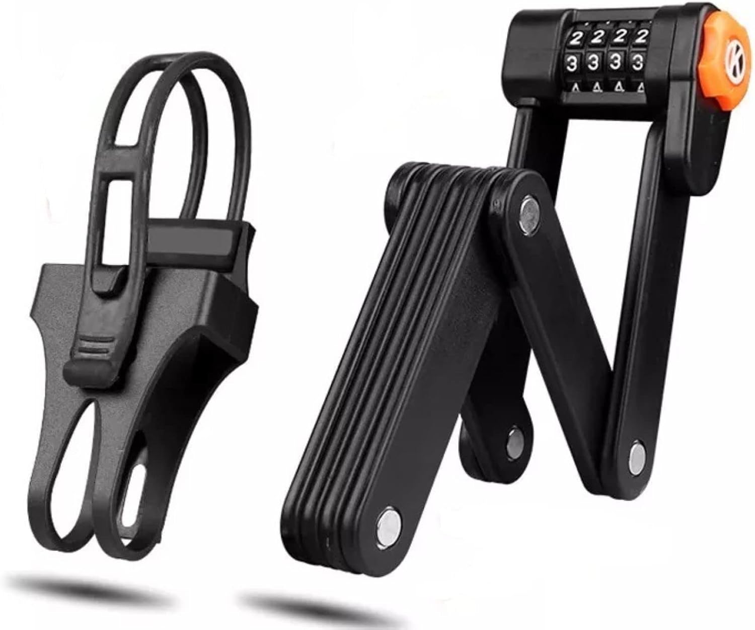 Foldable Bike Password Lock, 4-Digit Combination Folding Chain Lock with Mount Bracket, Heavy Duty Alloy Steel, Anti-Scratch, Coating, Waterproof, Anti-Rust