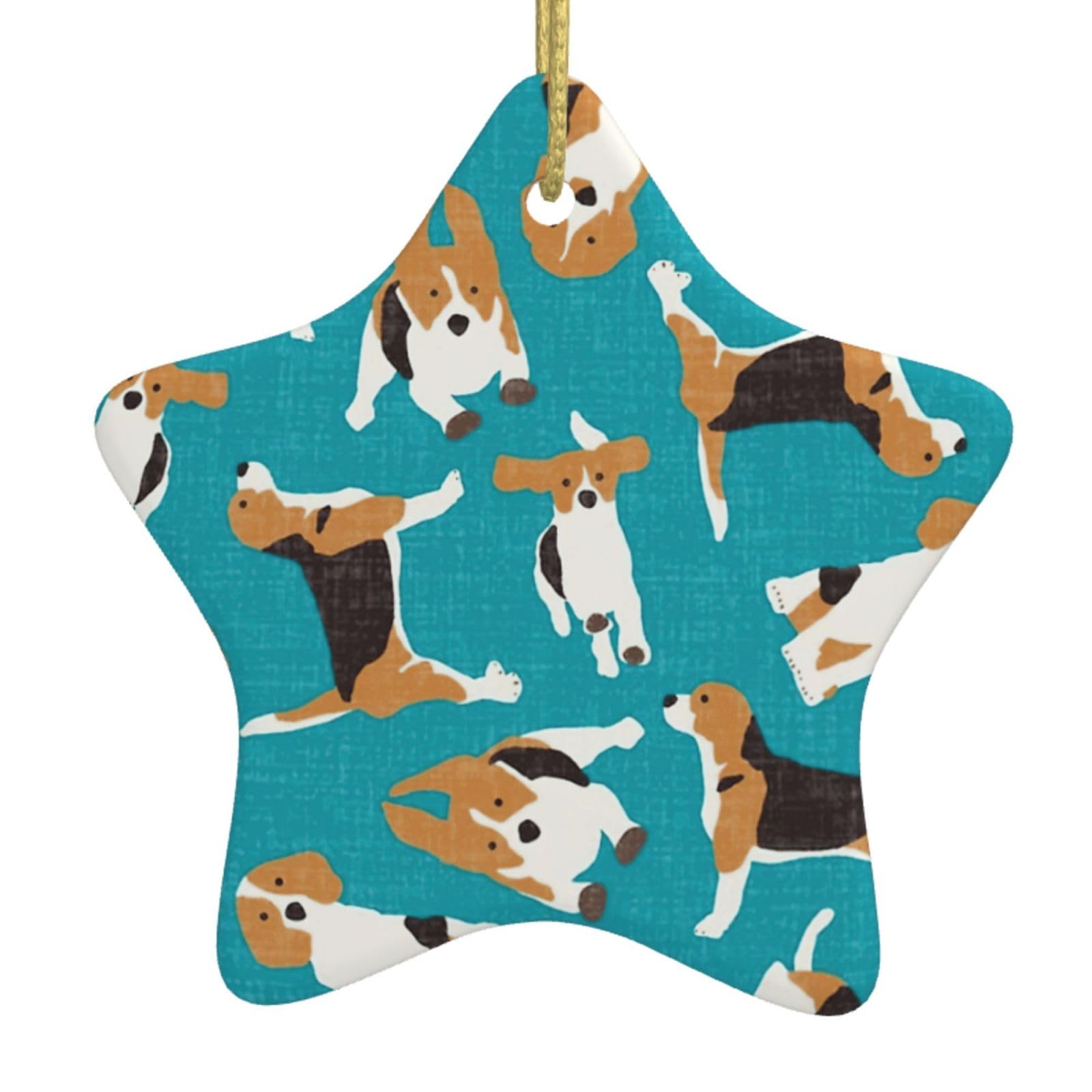 Dogs (2) Print Christmas Ornaments, Ceramic Hanging Ornament, Round Shape Decorations