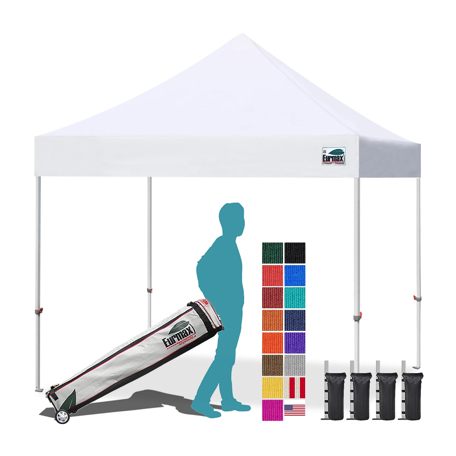 tent usa Eurmax 10x10ft Pop Up Canopy,Commercial Instant for Outdoor Events,Patented No-Tip Rolling Storage Bag with 4 Sandbags,UV & Water Resistant,Heavy Duty Portable Shelter Gazebo,White : Patio, Lawn & Garden Color:Silver Lens/Black dd hammocks superlight tarp Rich Hinman Low Maintenance