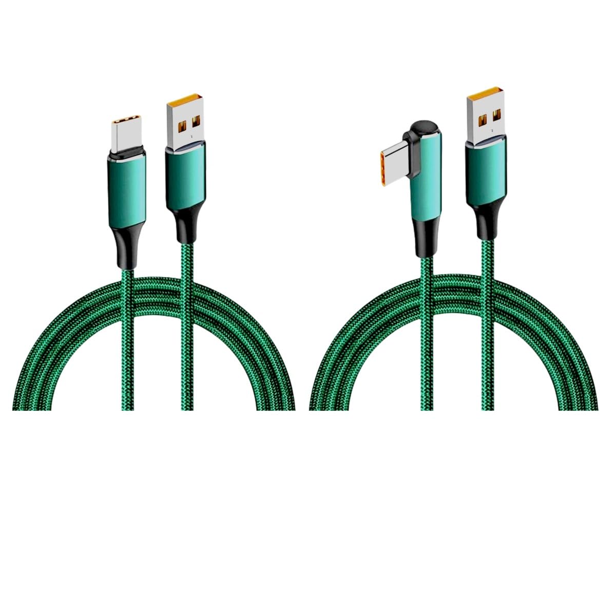 USB C Cable. 120W 6A (2-Pack- 6.5 Ft) Super Fast USB Type C 90 Degree Cable - Heavy Duty, Nylon Braided, E-Mark Fully Compatible With Cord, iPhone 15 pro, iPad, MacBook Pro, Samsung Galaxy S23, S22,