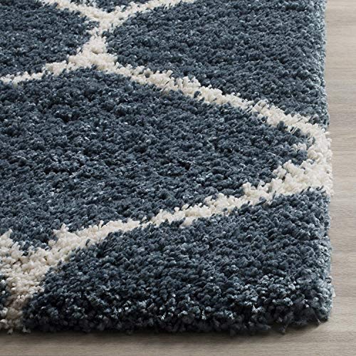 Image of Handwoven Microfibre 3D Rug for Living Room (Slate Blue & Ivory, 6 X 9 Feet, Microfibre)