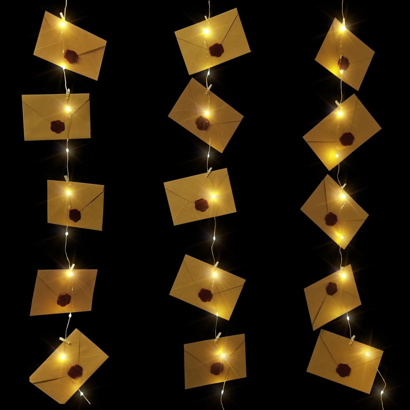 Floating Letters with Fairy String Lights Wizarding Christmas Decorations Retro Envelopes Room Decor Party Supplies