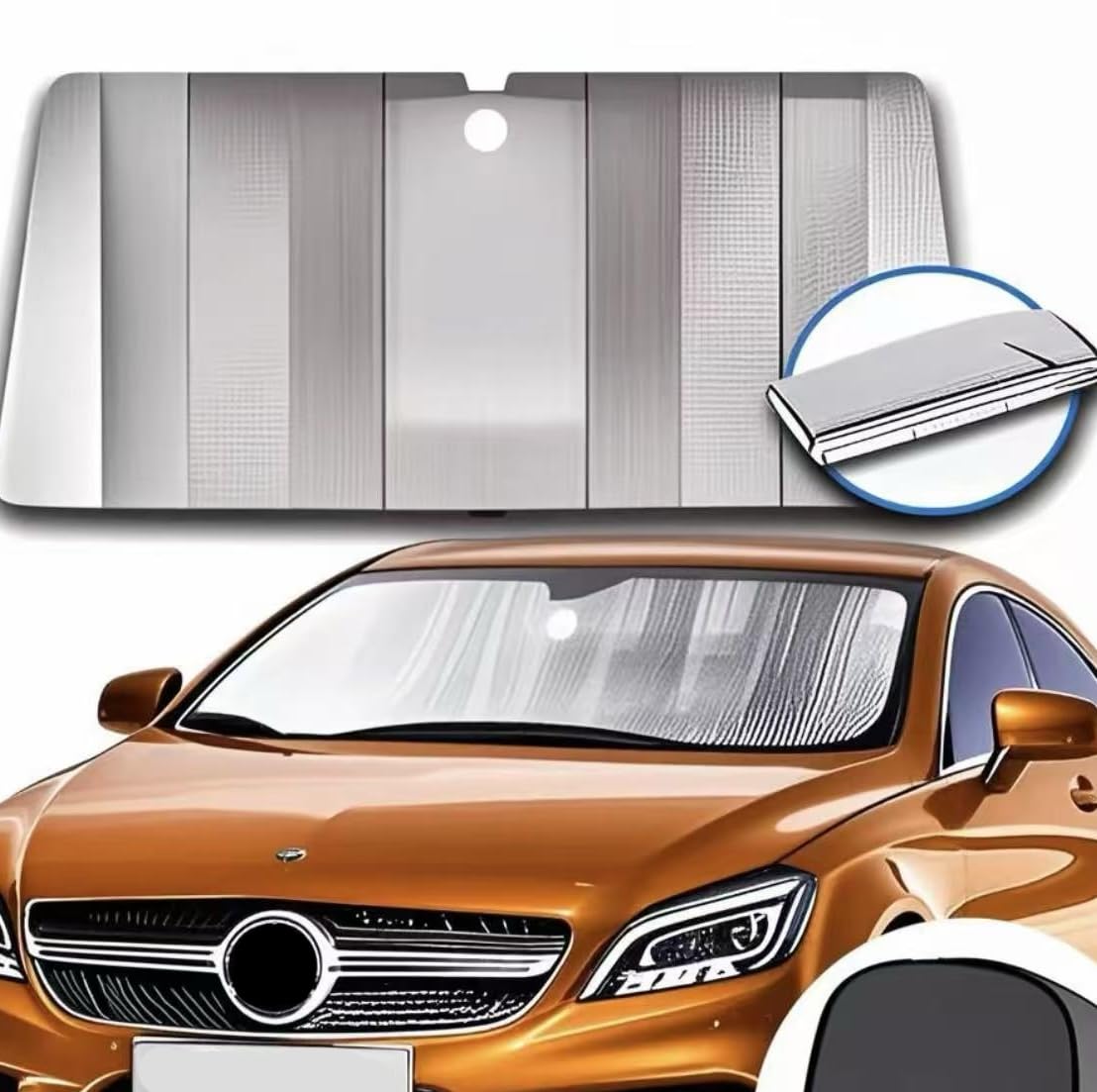 Big Ant Auto Sonnenschutz Set - Frontscheibe + 2 Seitenschirme 140x70cm Silber UV-Schutz
