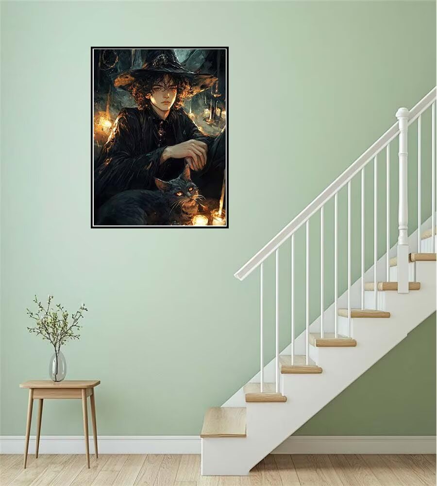 LLWYH Pintar por Numeros Anime, Pintar por Numeros Adultos Gato 70x90 cm, Cuadros para Pintar por Numeros con Pinceles y Pinturas Acrílicas para Decoración del Hogar (Sin Marco) -YH1287