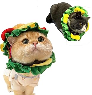 ANIAC Funny Hamburger Hat for Cat Dog Halloween Costume Decorative Fries Pet Cap Soft Puppy Recovery Cone Collar (Medium)