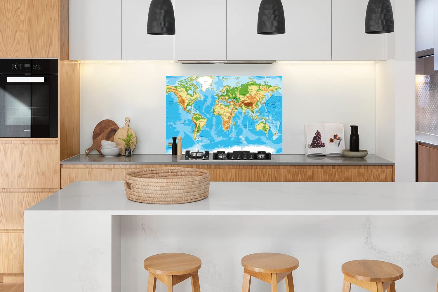 Spritzschutz Küche Küchenrückwand Alu Poster Bilder 120x80 cm Weltkarte - Atlas - Farben - Kinder - Jungen - Mädchen