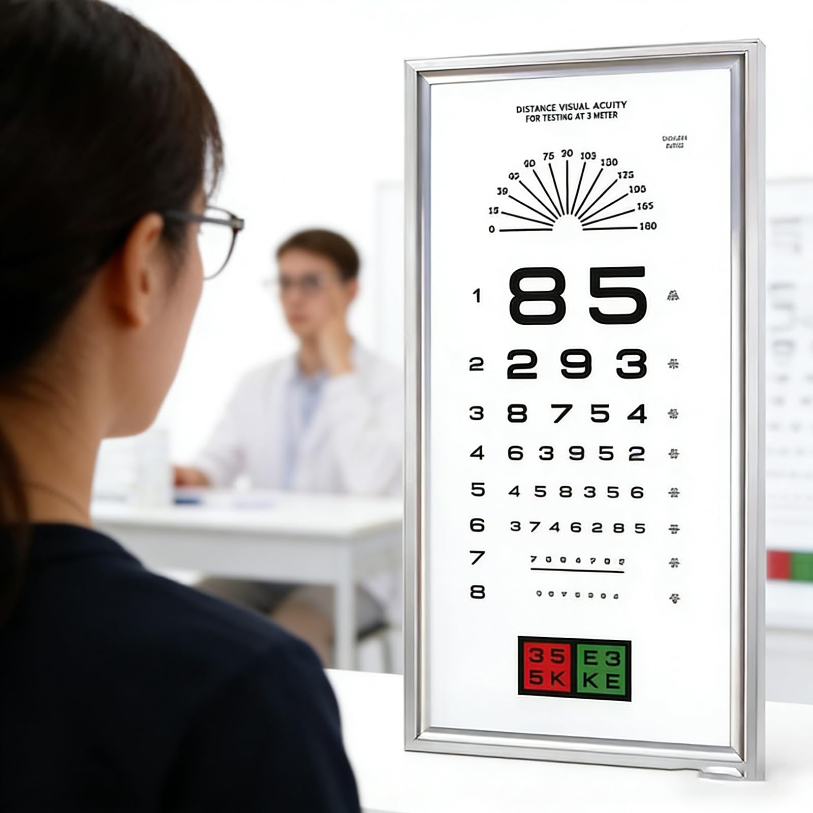 FBJAMZ High-Definition LED Eye,Chart with Remote Control,Visual Acuity Test for Hospitals Schools, Accurate Distance Measurement (W)