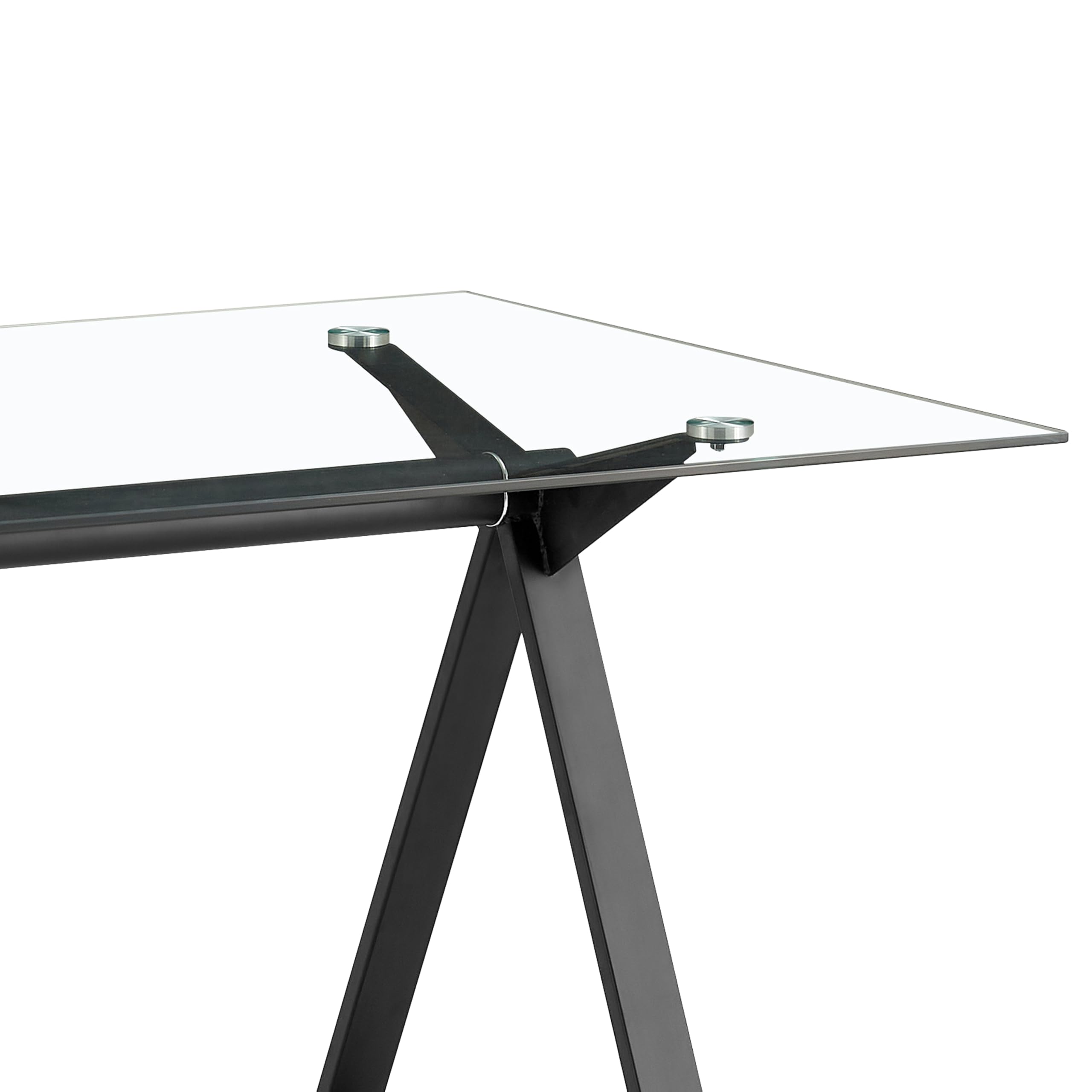 Brigros WeHome - Tavolo da Pranzo Rettangolare con Top in Vetro Temperato, Gambe in Ferro, 150x90x75 cm, Nero