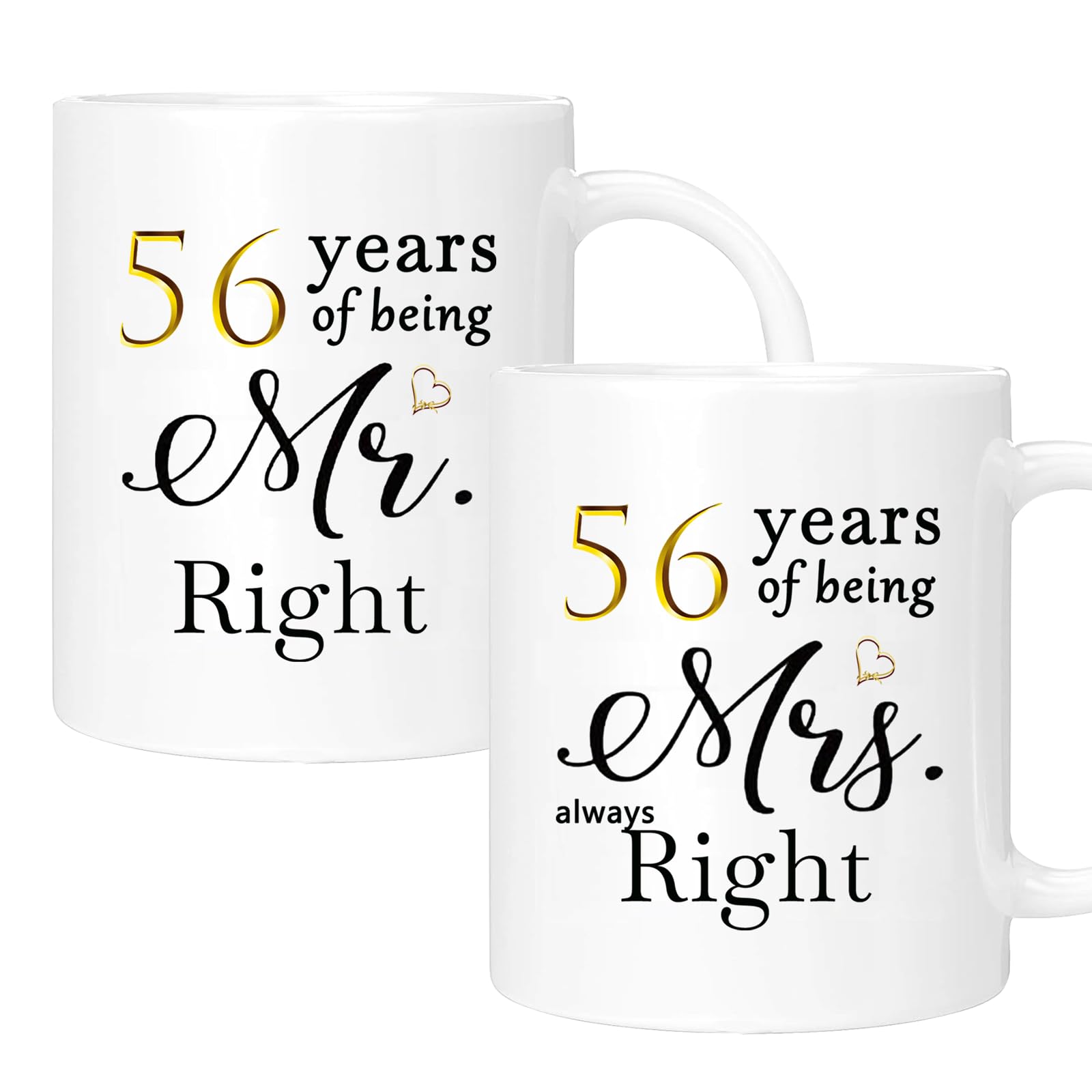 ERYUWOZA 56th Anniversary Coffee Mugs Set of 2, 56 Year Anniversary Wedding Gifts Decorations for Couple Parents Grandparents Men Women Husband Wife