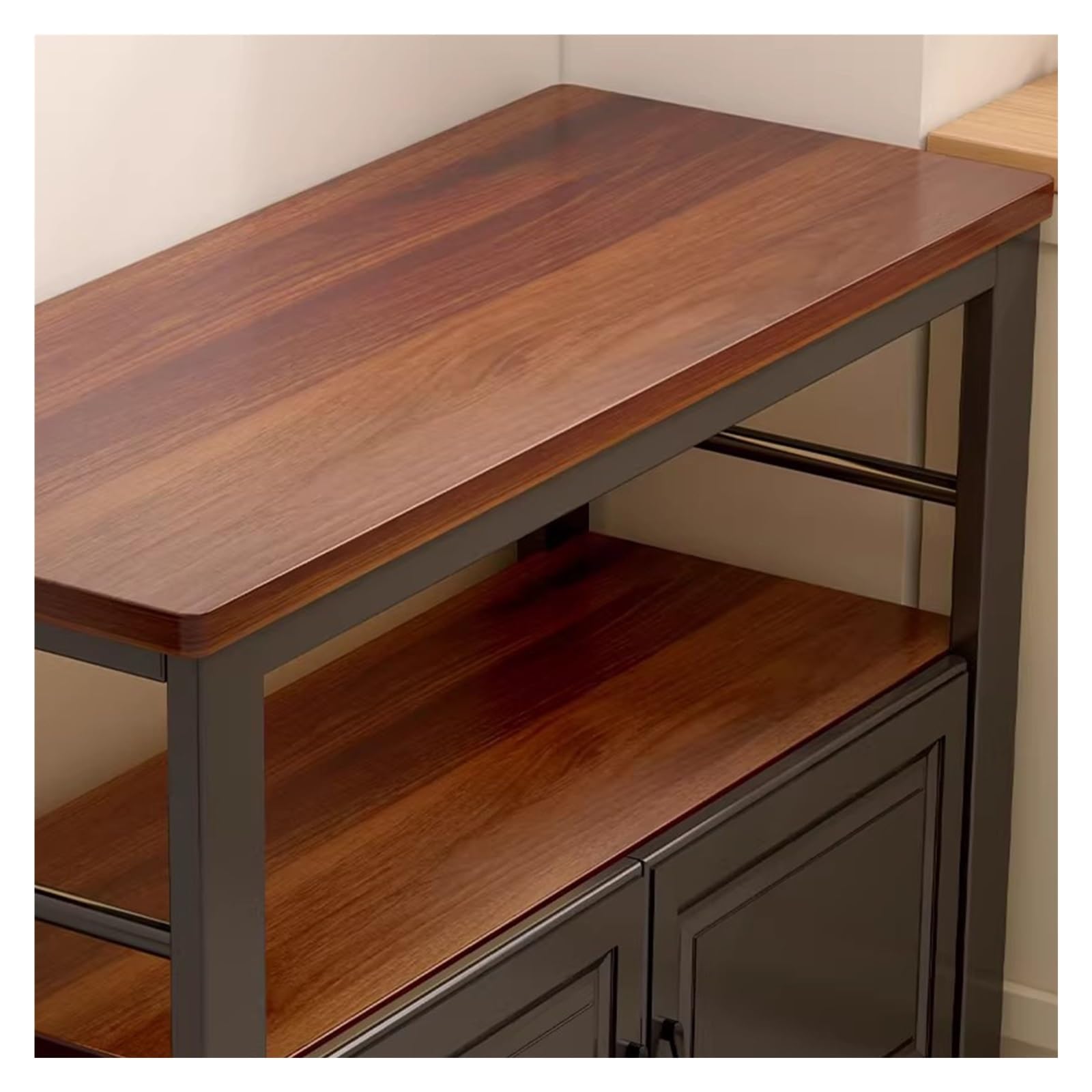 Carrello da cucina Credenza Cucina Isola Piano in legno Struttura in metallo Mobile portaoggetti con ripiano(M)