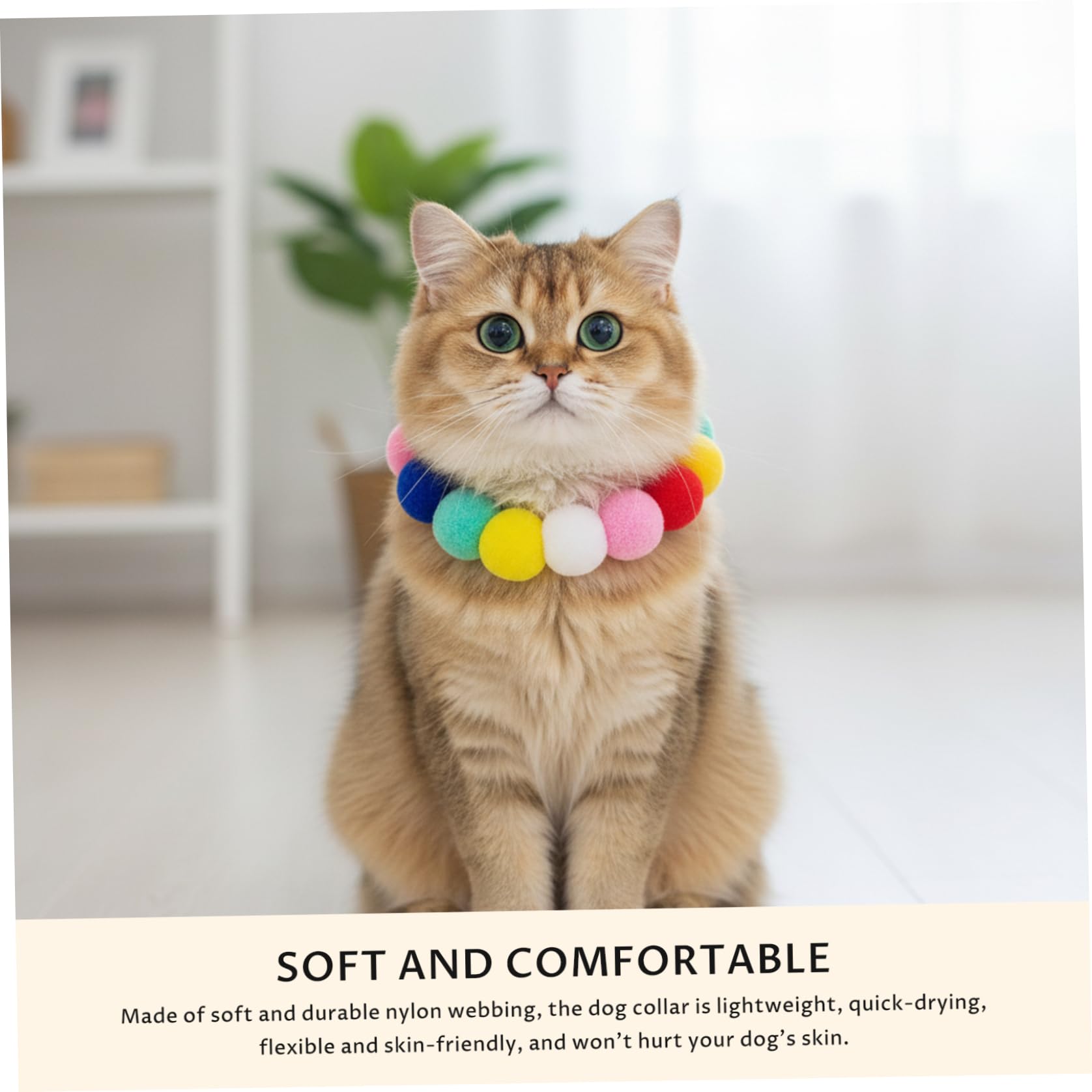50 Collares de Perro con Cuentas, Collar de Gato elástico Ajustable con pompón Suave para Perros pequeños, Cachorros, Collar de Moda para Mascotas para Fotos y Uso Diario, Gato elástico, Perro con CU