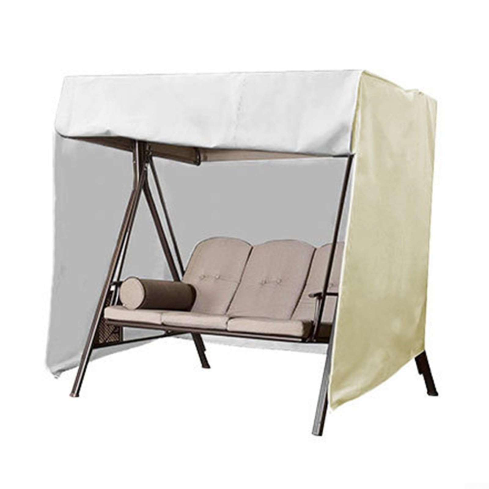 RichVibe Copertura per dondolo da esterno a 3 posti, per sedia sospesa, rivestimento argento 190T, impermeabile, protezione solare, 2190 x 129 x 170 cm (beige)