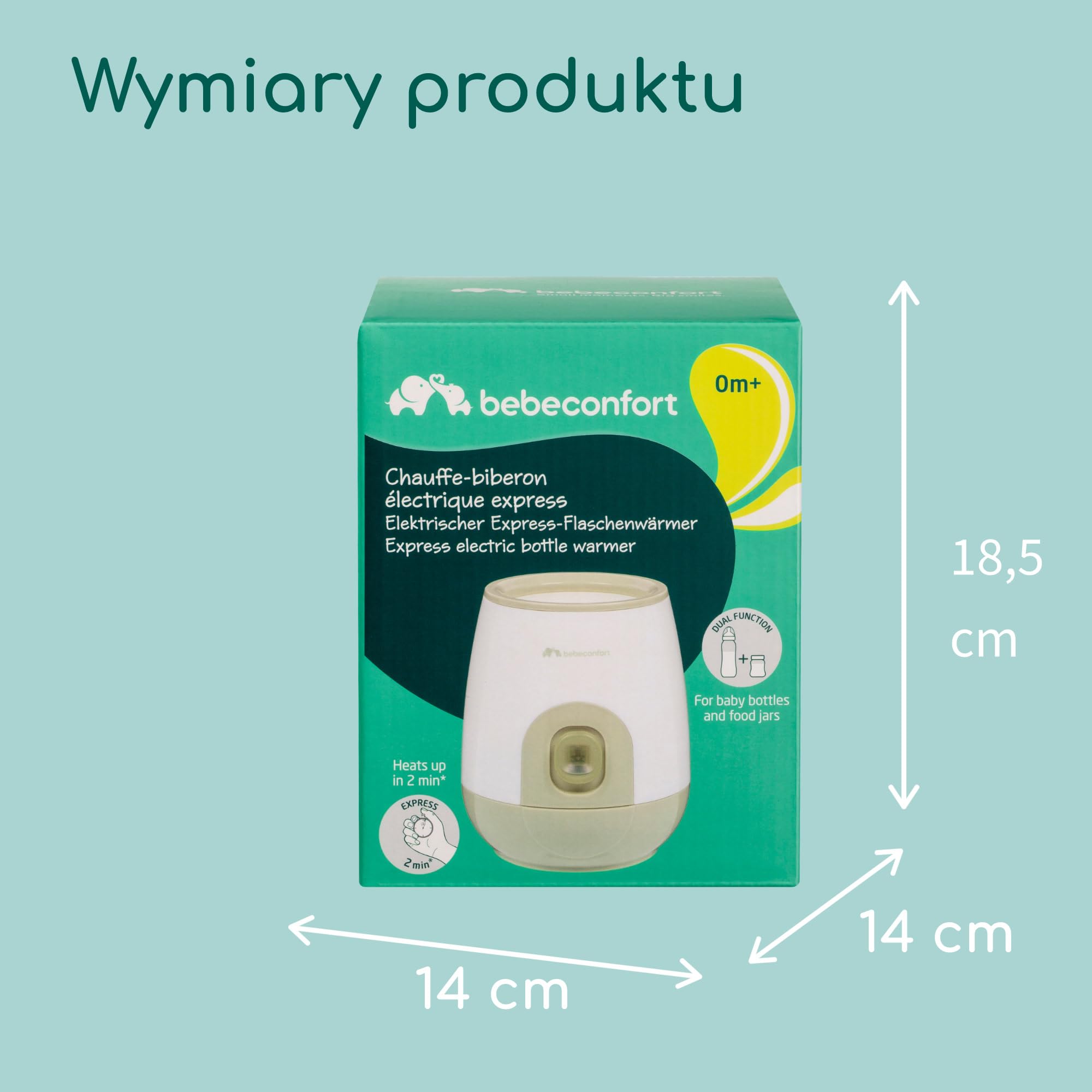 Bebeconfort Elektryczny Podgrzewacz do Butelek, Podgrzewacz do Butelek dla Niemowląt, Szybkie Podgrzewanie, Łatwy w U Wżyciu, Biały i Zielony