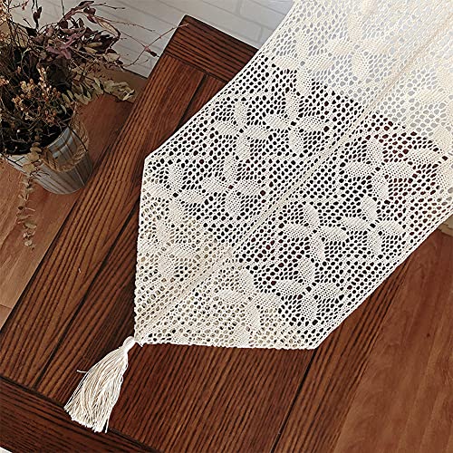 Uposao Camino de mesa de encaje vintage mantel macramé hueco decoración mesa bandera para comedor fiesta decoración vacaciones