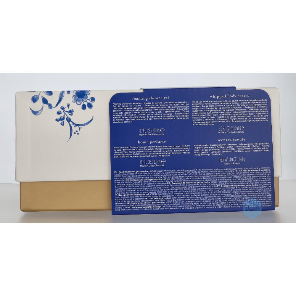 Rituals Amsterdam Collection Geschenkset L, Dutch Tulip & Yuzu, 4-teilig mit Shower Gel, Body Cream, Candle und Home Perfume, Delfter Blau Design