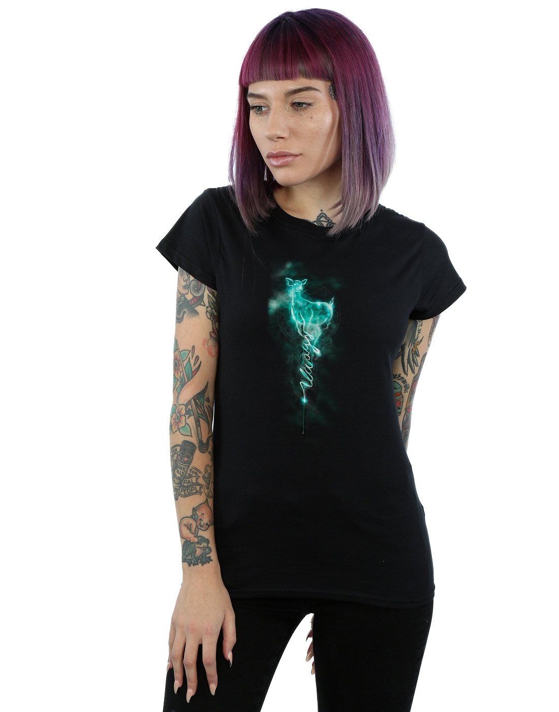 Harry Potter Women's Severus Snape Always Mist T-Shirt Medium Black