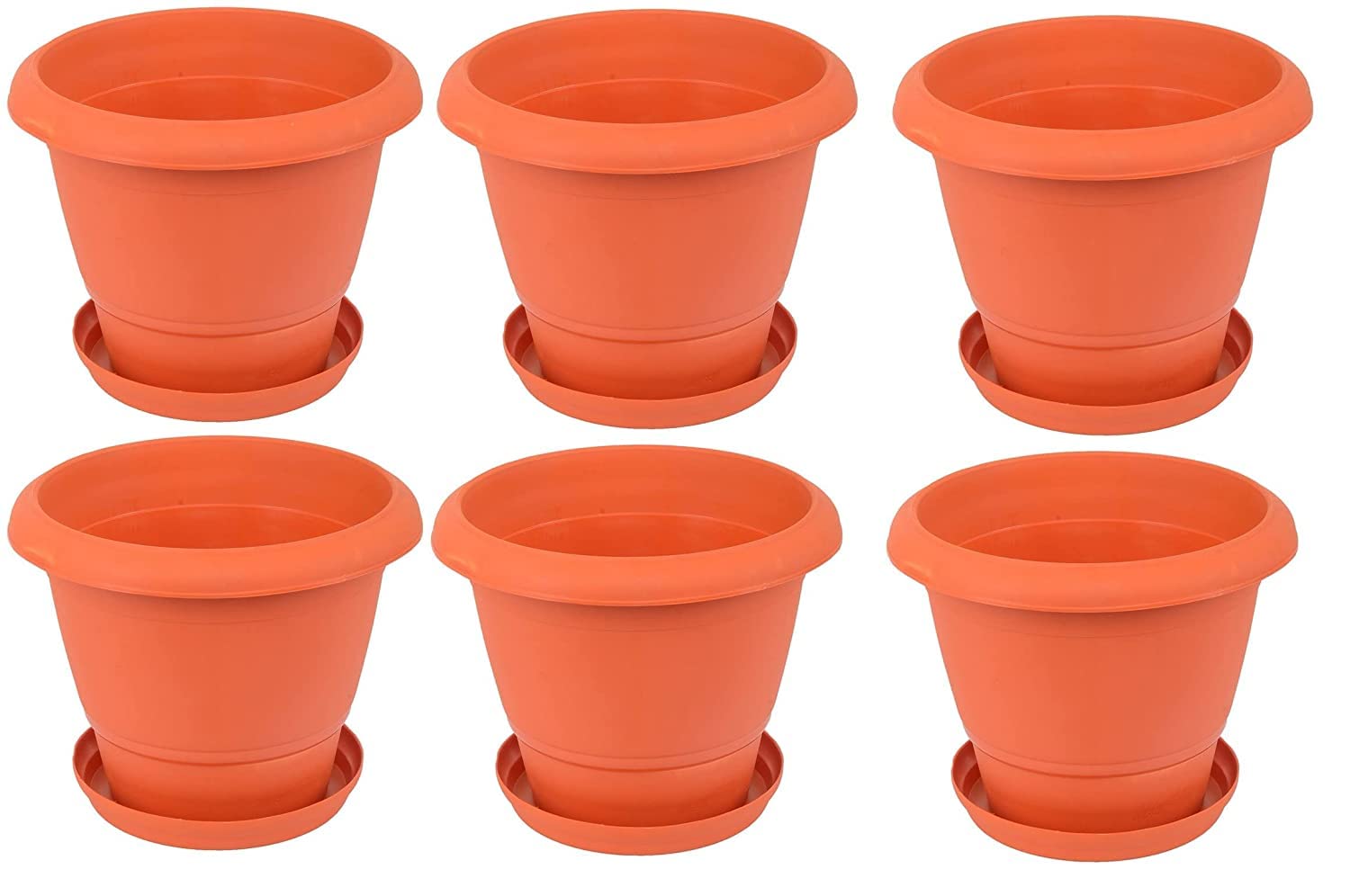 Vijuka 10inch Plastic Pot with Bottom Plate/Tray, | Plant Container Set | Indoor Outdoor Balcony Flower Pot | Drip Trays Planter | Plastic Pots with Saucers (Set of 6) (B0B8WGNLH3) Amazon Price History, Amazon Price Tracker