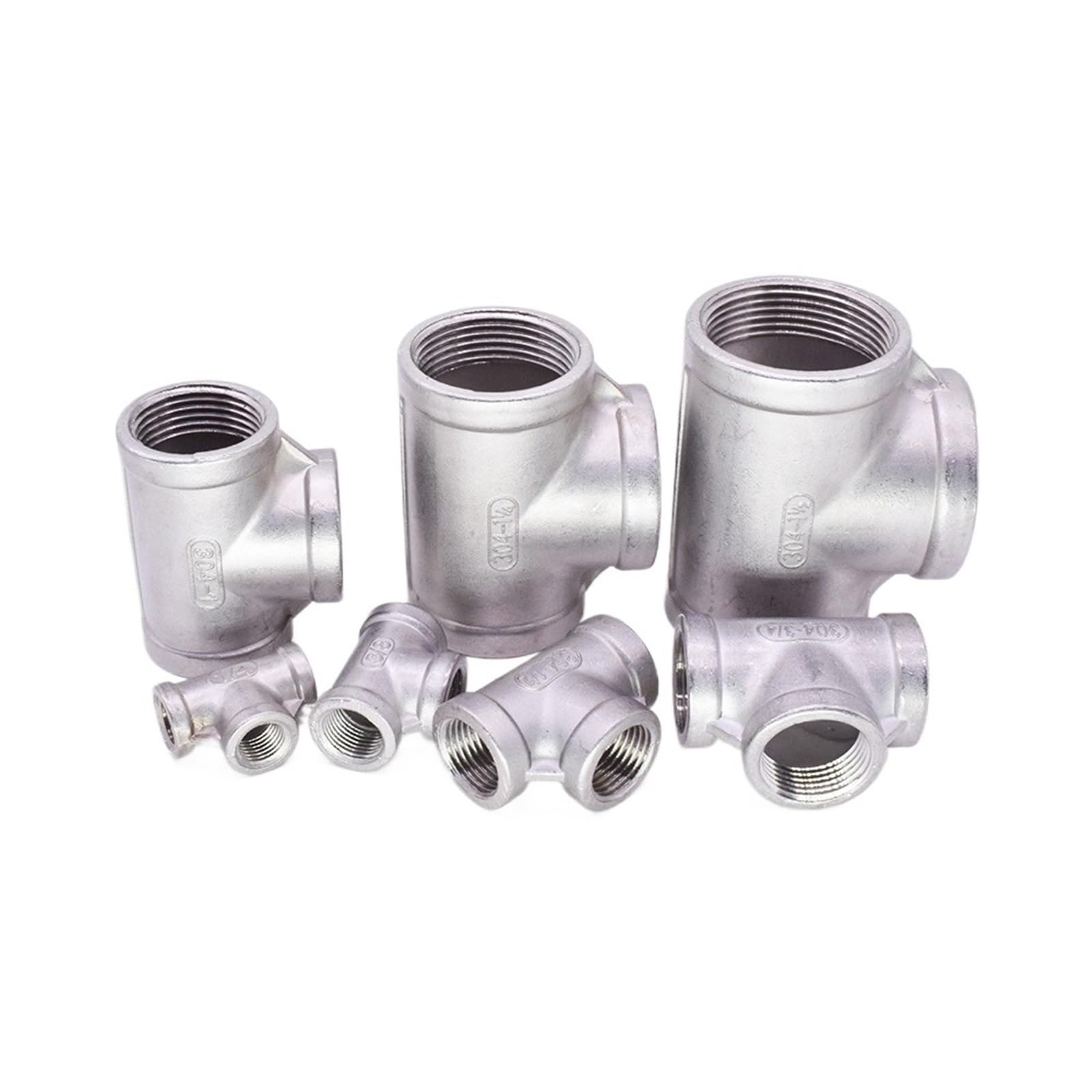 1/8in 1/4in 3/8in 1/2in 3/4in 1in 2in 3in BSP NPT Female tee 3 Ways Splitter 201 304 316 Stainless Steel Pipe Fitting Connector Coupler(NPT SS304,1/4in) Brass Hose