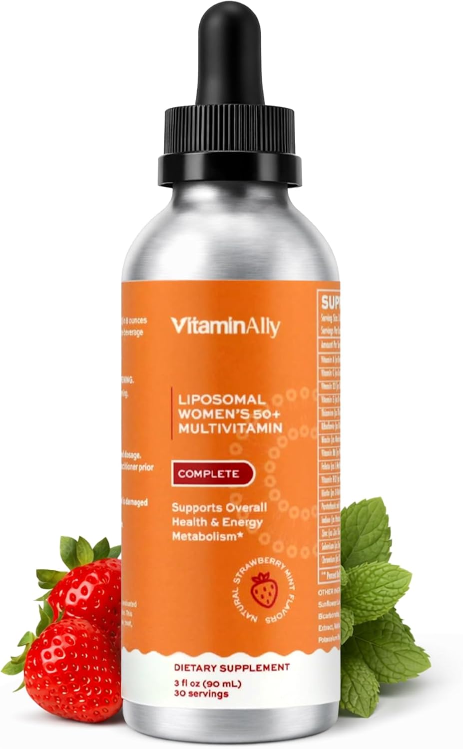 Women’s 50+ Liposomal Liquid Multivitamin – 16 Essential Vitamins & Minerals for Energy, Bone & Immune Support – Sugar-Free, Non-GMO, High Absorption – Strawberry Mint, 30 Servings