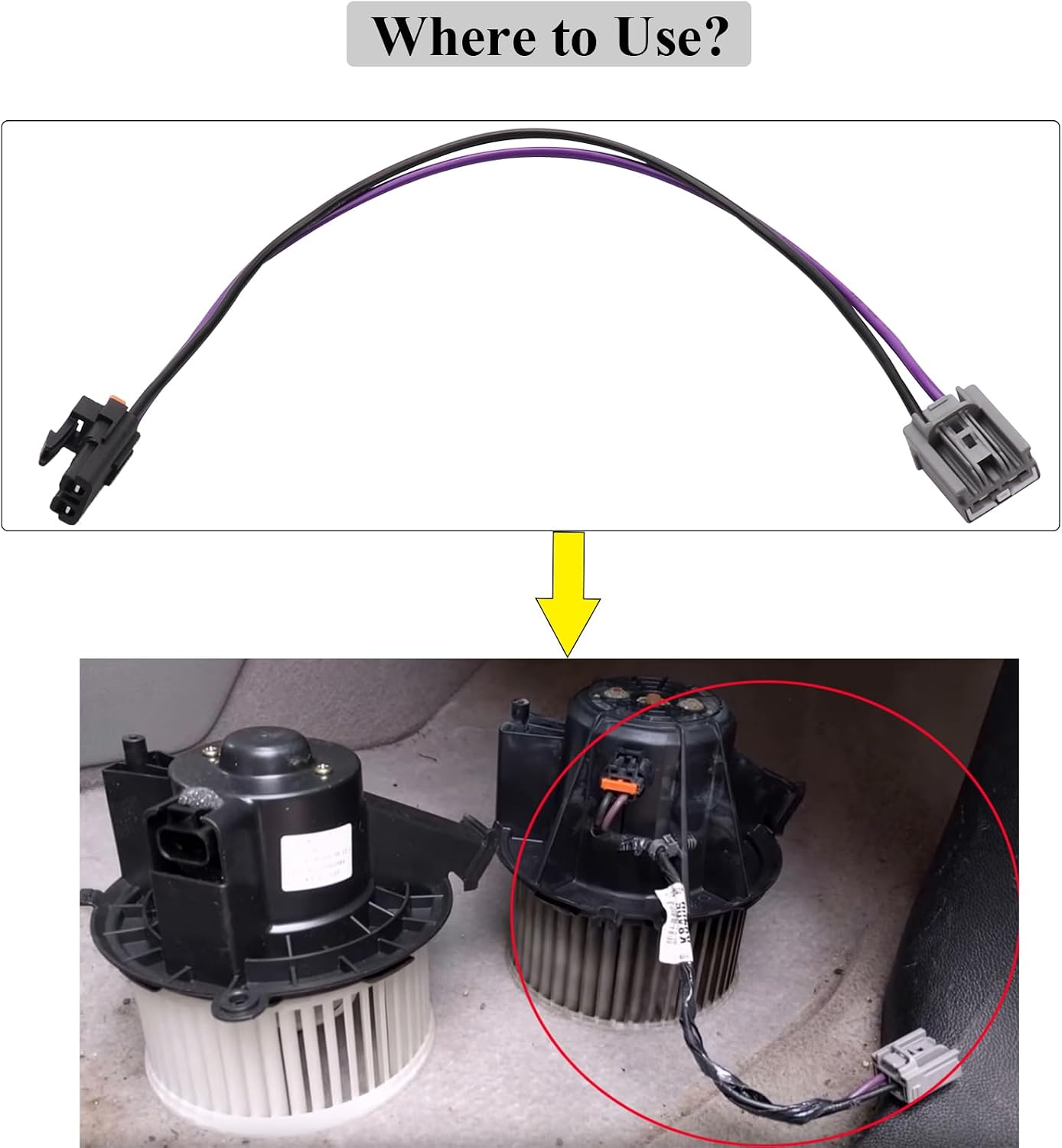 15-75221 GM AC Equipment Fan Blower Motor Wiring Harness Connector | Replace 15887352 22957044, Compatible with Silverado GMC Sierra Yukon Xl Chevy Tahoe Suburban Hummer H2, 1 Pack