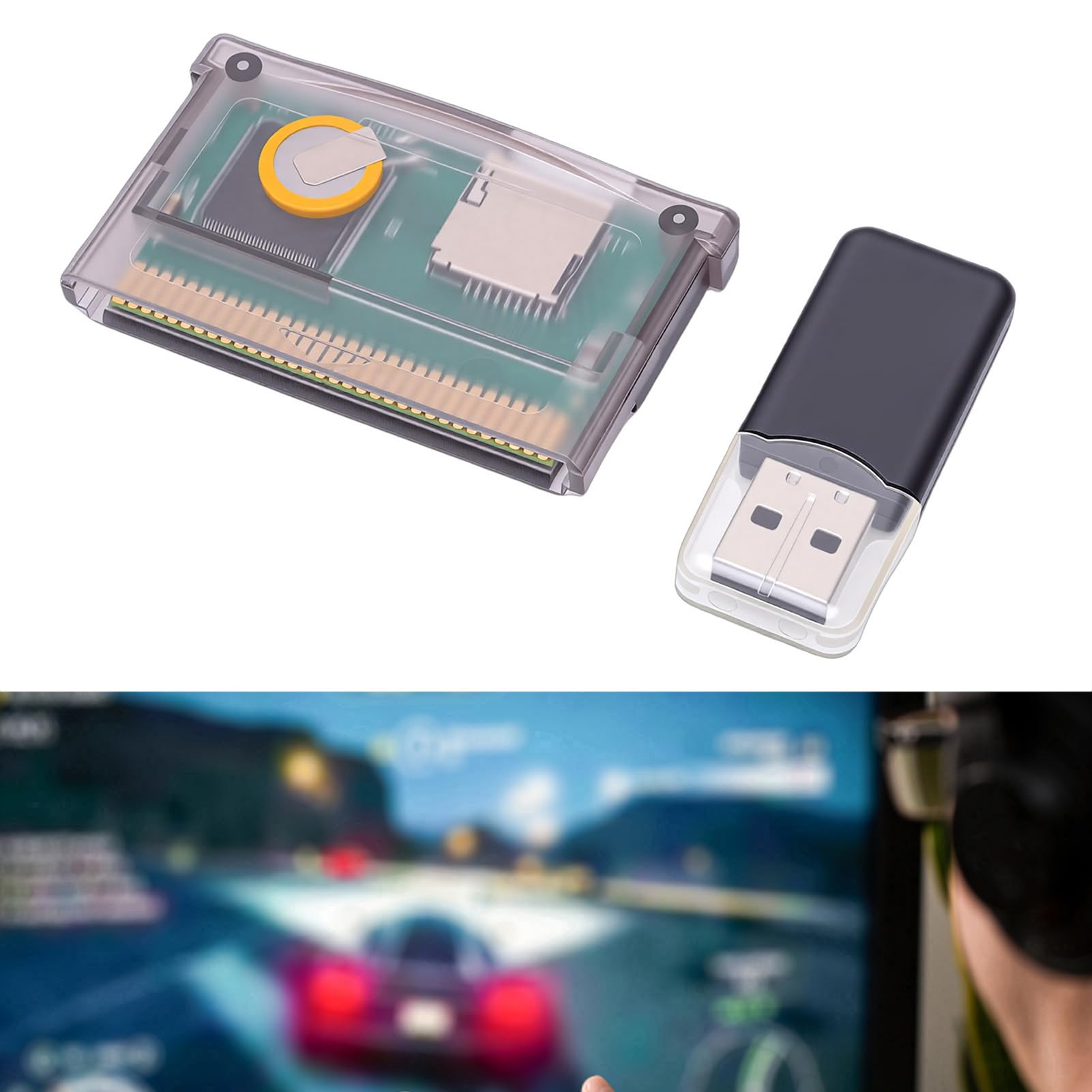 LICAEVEY Cartuccia Flash GBA, Scheda di Gioco per Gameboy Advance SP ecc., capacità Massima 2 GB, Formato FAT Richiesto, Compatibile Universale (viola trasparente)