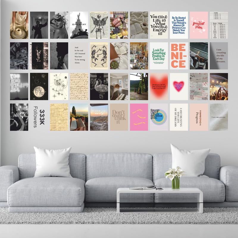 Image of POSTERONN Vision Board Kit Pack of 90 Elements with A4 Board & 12 Sheets | Manifestation Supplies with Quotes & Affirmations | Aesthetic Goal Planner Wall Poster Set for Room Decor