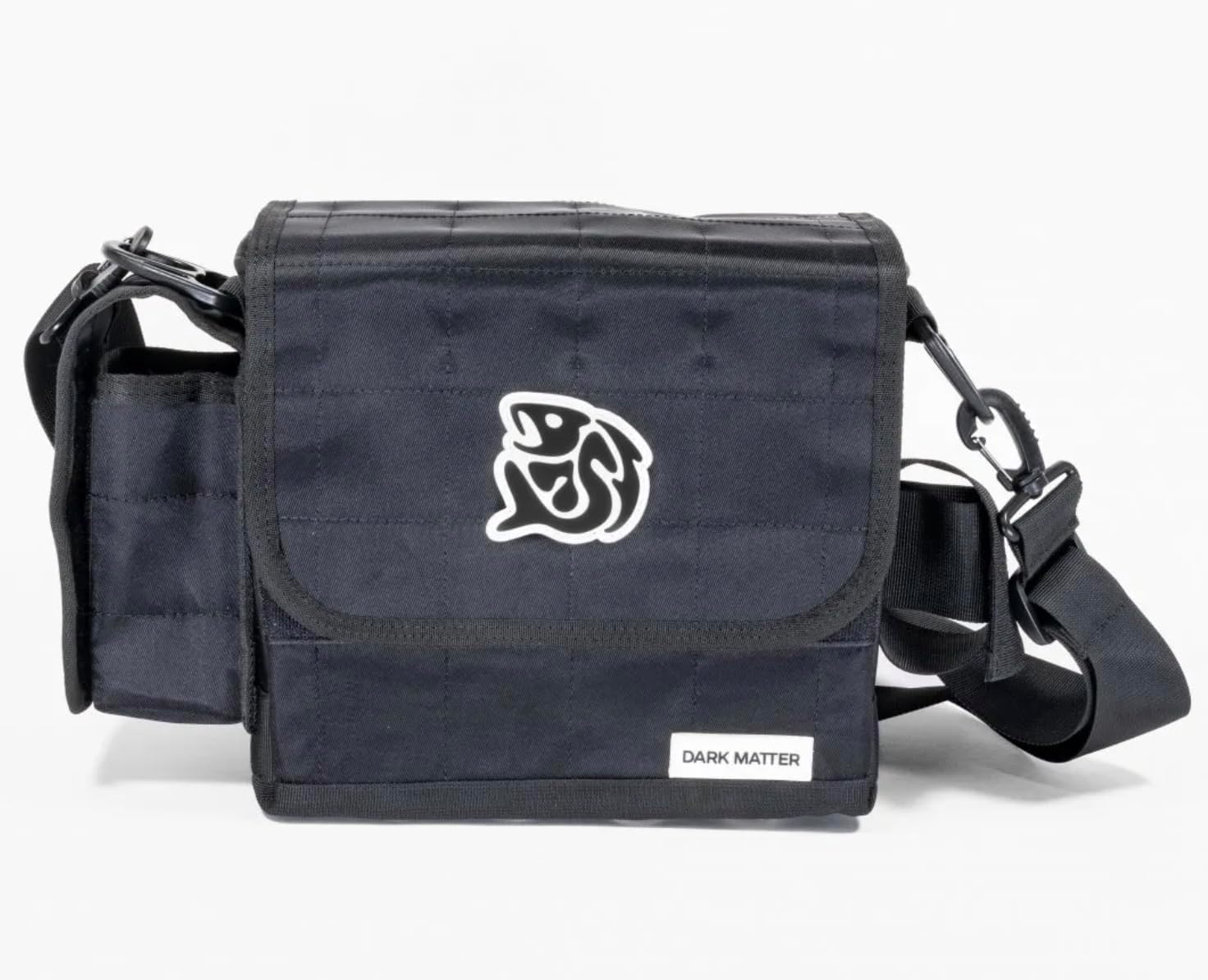 Dark Matter Surf Fishing Tackle Bag, Saltwater Fishing Gear and Equipment with Dacron Sailcloth & Stainless Steel Grommets & D-Rings - Water Resistant Bait Bags for Fish (Black - 3 Tubes)