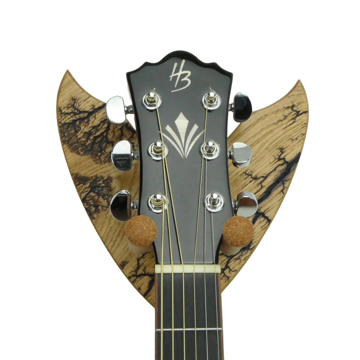 Unikat - Gitarren Wandhalter - Gitarrenwandhalterung Eiche mit Lichtenberg Gravur 23,5x23,5cm - Gitarrenhalter Modell DARK LINES SEVEN