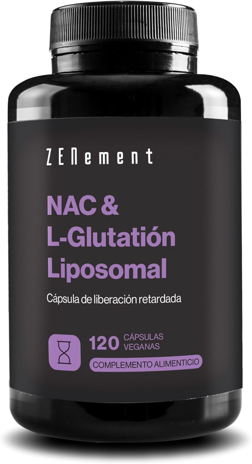NAC con L-Glutatión Liposomal – Fórmula Avanzada con N‑Acetil‑Cisteína y Glutatión de Alta Absorción – Cápsulas Veganas de Liberación Retardada, Sin Aditivos – 120 Cápsulas, 4 Meses – Zenement
