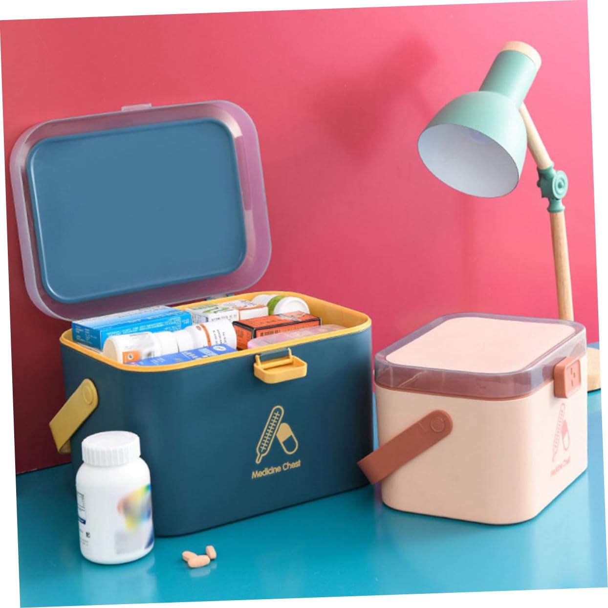 Zerodeko Cassetta Medica di Pronto Soccorso Portatile Scatola di Stoccaggio per Medicinali Domestici Contenitore Multistrato Chiusura di Sicurezza