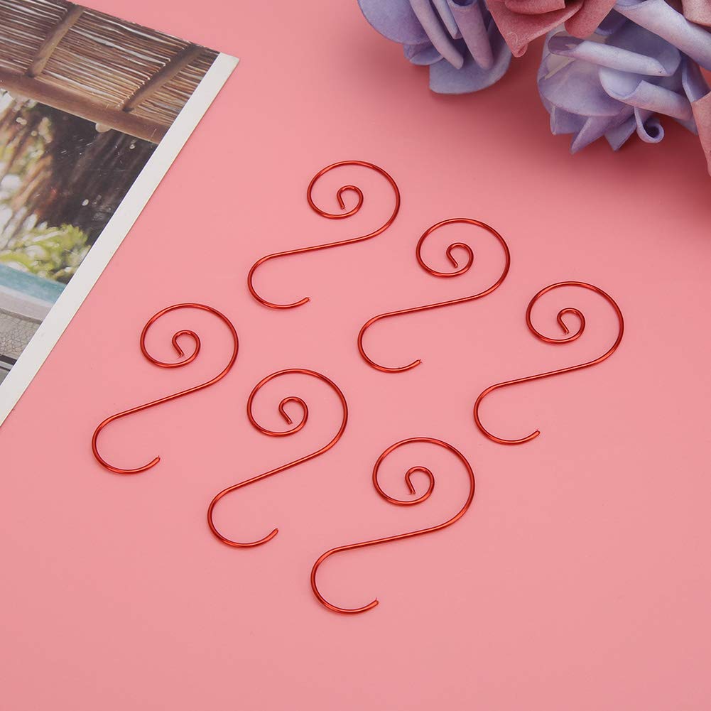 Ornament Hooks, Ornament Hangers, 60Pcs Metal Wire Hangers, S Shaped Hooks Heavy Duty for Christmas Stocking, Christmas Tree, Balls, Party Decorations (Red)