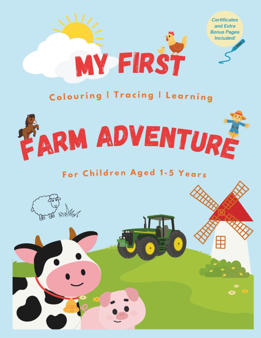 My First Farm Adventure: Colouring, Learning & Tracing Workbook (ages 1-5)