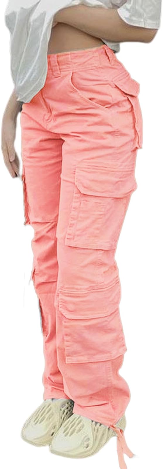 ViatabunaHigh Waisted Cargo Pants for Women Baggy Y2k Straight Wide Leg Pants with Pockets Streetwear